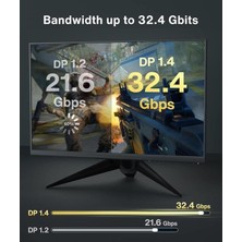 Game Fire 8k Displayport Kablo 1080P 360hz, 2k@ 240hz, 4k@ 144hz, 8k@ 60hz V1.4 Sinema   Oyuncu Siyah 32.4gbps