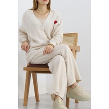 Nateli Ponponlu Hırka Latte - 382.1577.