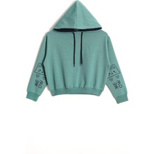 Kapüşonlu Uzun Kol Çağla Yeşil Renk Kız Çocuk Sweatshirt