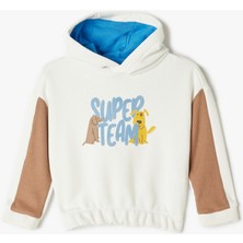 Koton Kapşonlu Sweatshirt Köpek Baskılı Uzun Kollu Pamuklu