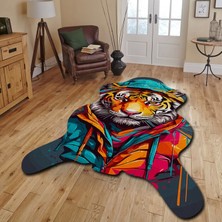 Miraxx Dekoratif, 3D Baskılı  Özel Tasarım, Lazer Kesim, Ince, Kaymaz Taban Halı 106