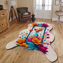 Miraxx Dekoratif, 3D Baskılı  Özel Tasarım, Lazer Kesim, Ince, Kaymaz Taban Halı 102