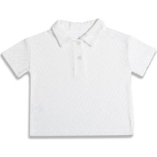 Plant Mini Kids Beyaz Polo Yaka, Yarım Kollu %100 Organik Pamuk, Düğmeli, Çocuk Polo Yaka