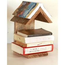 Ahşap Masif Kitap Altlığı Kitaplık Dekoratif