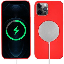 kilifone - Apple iPhone 13 Pro Max - Kılıf Kablosuz Şarj Destekli Silksafe Magsafe Kapak - Kırmızı - T19609