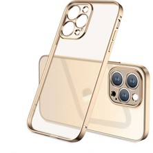 noktaks - Apple iPhone 13 Pro - Kılıf Kenarı Dik Ve Renkli Mat Gbox Kapak - Gold