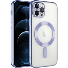 noktaks - Apple iPhone 11 Pro Max - Kılıf Kamera Korumalı Magsafe Wireless Şarj Özellikli Demre Kapak - Lila - T25436