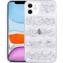 noktaks - Apple iPhone 11 - Kılıf Kamera Korumalı Simli Airbag'li Dalga Kapak - Gümüş - T23457