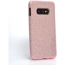 noktaks - Samsung Galaxy S10E - Kılıf Simli Koruyucu Shining Silikon - Rose Gold