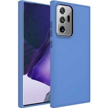 noktaks - Samsung Galaxy Note 20 Ultra - Kılıf Metal Çerçeve ve Buton Tasarımlı Silikon Luna Kapak - Lavendery Gray - T25111