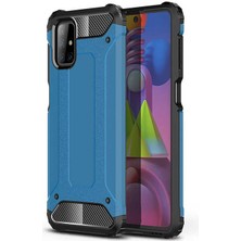 noktaks - Samsung Galaxy M51 - Kılıf Çift Katman Zırh Tank Crash Military Kapak - Mavi - T15248