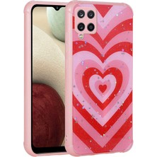 kilifone - Samsung Galaxy M33 - Kılıf Simli Desenli Kamera Korumalı Parlak Popy Kapak - Kalp - T23848