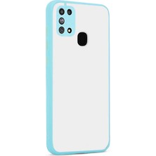 kilifone - Samsung Galaxy M31 - Kılıf Arkası Buzlu Renkli Düğmeli Hux Kapak - Turkuaz - T14910