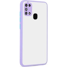 kilifone - Samsung Galaxy M31 - Kılıf Arkası Buzlu Renkli Düğmeli Hux Kapak - Lila - T14910