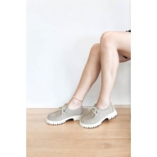 Dosa Shoes DS-2847 Kadın Bağcıklı Nubuk Günlük Ayakkabı-Bej Nubuk