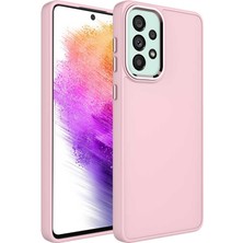 kilifone - Samsung Galaxy A33 5G - Kılıf Metal Çerçeve ve Buton Tasarımlı Silikon Luna Kapak - Pembe - T25099