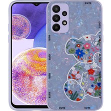 noktaks - Samsung Galaxy A23 - Kılıf Desenli Sert Silikon Mumila Kapak - Lilac Bear - T23358