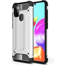noktaks - Samsung Galaxy A21S - Kılıf Çift Katman Zırh Tank Crash Military Kapak - Gri - T13775