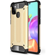 kilifone - Samsung Galaxy A21S - Kılıf Çift Katman Zırh Tank Crash Military Kapak - Gold - T13775