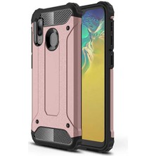noktaks - Samsung Galaxy A20E - Kılıf Çift Katman Zırh Tank Crash Military Kapak - Rose Gold - T11762