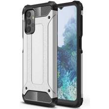 noktaks - Samsung Galaxy A13 4G - Kılıf Çift Katman Zırh Tank Crash Military Kapak - Gri - T21221