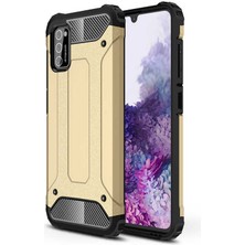 noktaks - Samsung Galaxy A02S - Kılıf Çift Katman Zırh Tank Crash Military Kapak - Gold - T15900