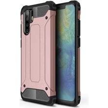 noktaks - Huawei P30 Pro - Kılıf Çift Katman Zırh Tank Crash Military Kapak - Rose Gold - T7677