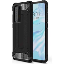 kilifone - Huawei P40 Pro - Kılıf Çift Katman Zırh Tank Crash Military Kapak - Siyah - T12868