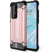 kilifone - Huawei P40 Pro - Kılıf Çift Katman Zırh Tank Crash Military Kapak - Rose Gold - T12868