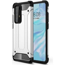 kilifone - Huawei P40 Pro - Kılıf Çift Katman Zırh Tank Crash Military Kapak - Gri - T12868