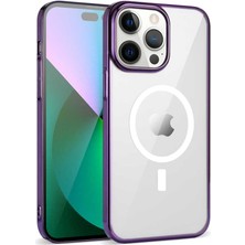 noktaks - Apple iPhone 14 Pro Max - Kılıf Wireless Şarj Özellikli Pixel Magsafe Kapak - Derin Mor - T25239