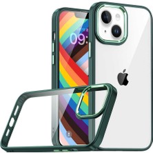 kilifone - Apple iPhone 14 - Kılıf Arkası Şeffaf Kamera Çevresi Parlak Zıt Renkli Flora Kapak - Yeşil - T24843