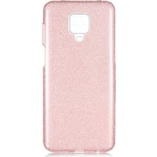 noktaks - Xiaomi Redmi Note 9 Pro - Kılıf Simli Koruyucu Shining Silikon - Rose Gold