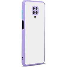 kilifone - Xiaomi Redmi Note 9S - Kılıf Arkası Buzlu Renkli Düğmeli Hux Kapak - Lila - T14540