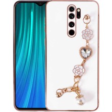 noktaks - Xiaomi Redmi Note 8 Pro - Kılıf El Tutamaçlı Kamera Korumalı Taka Silikon Kapak - Beyaz