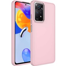 kilifone - Xiaomi Redmi Note 11 Global - Kılıf Metal Çerçeve ve Buton Tasarımlı Silikon Luna Kapak - Pembe - T25114