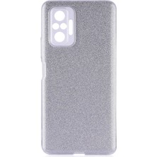 noktaks - Xiaomi Redmi Note 10 Pro - Kılıf Simli Koruyucu Shining Silikon - Gri - T17983