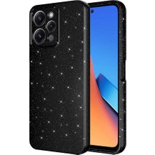 kilifone - Xiaomi Redmi 12 - Kılıf Kamera Korumalı Simli Lüks Koton Kapak - Siyah - T29575