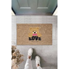 Miraxx Bej Kapı Önü Paspası Love To Love Ayıcık Desen  K-3335