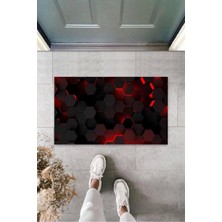 Miraxx Dijital Baskı Siyah Petek Kapı Paspası