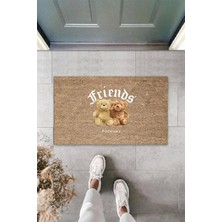 Miraxx Bej Kapı Önü Paspası Friends Forever Ayıcık Desen  K-3356
