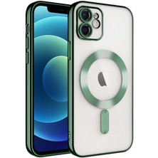 noktaks - Apple iPhone 12 - Kılıf Kamera Korumalı Magsafe Wireless Şarj Özellikli Demre Kapak - Koyu Yeşil - T25437