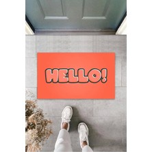 Miraxx Turuncu Kapı Önü Paspası Hello Desen  K-3277