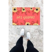 Miraxx Dijital Baskı Gül Kurusu Çiçek Desen Kapı Önü Paspası K-1001