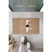 Miraxx Kahverengi Kapı Önü Paspası Have A Nice Day Kedicikler Desen  K-3241