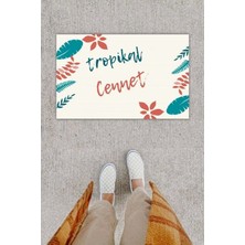 Miraxx Dijital Baskı Dekoratif Yaprak Krem Kapı Önü Paspası K-1205