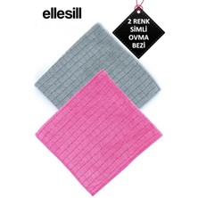 Ellesill 2'li Simli Temizlik Bezi Pembe ve Gri Renk - 40x40 cm