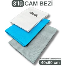 Ellesill Cam Bezi ve Mikrofiber Temizlik Bezi 3'lü Paket - 40x60cm