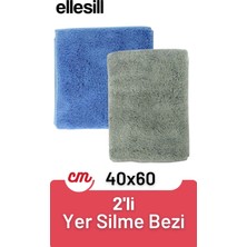 Ellesill Mikrofiber Yer Silme Bezi 40x60 cm Gri ve Mavi Renk - (2 Adet)