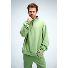 Erkek Timeless Fermuarlı Fıstık Yeşili  Sweatshirt